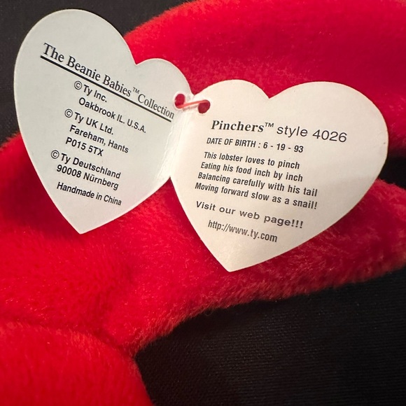 TY BB Pinchers (1993)- is one of the first 9 Original TY Beanie Babies produce, - Picture 6 of 6